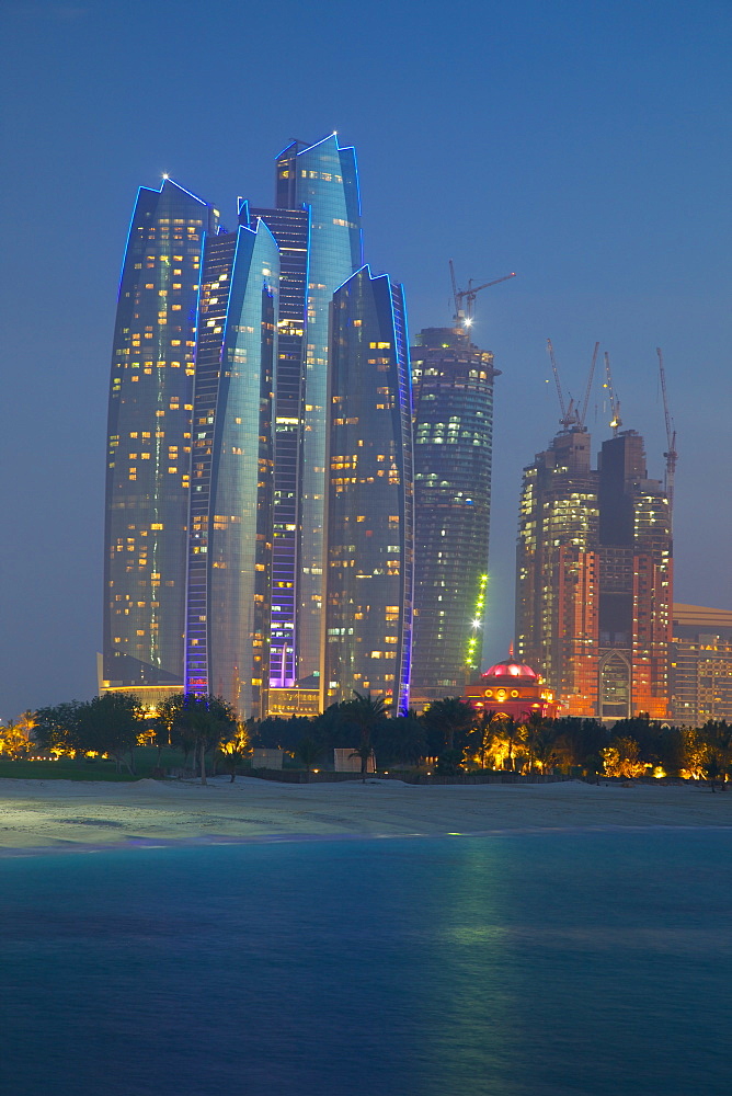 Emirate Towers at night, Abu Dhabi, United Arab Emirates, Middle East