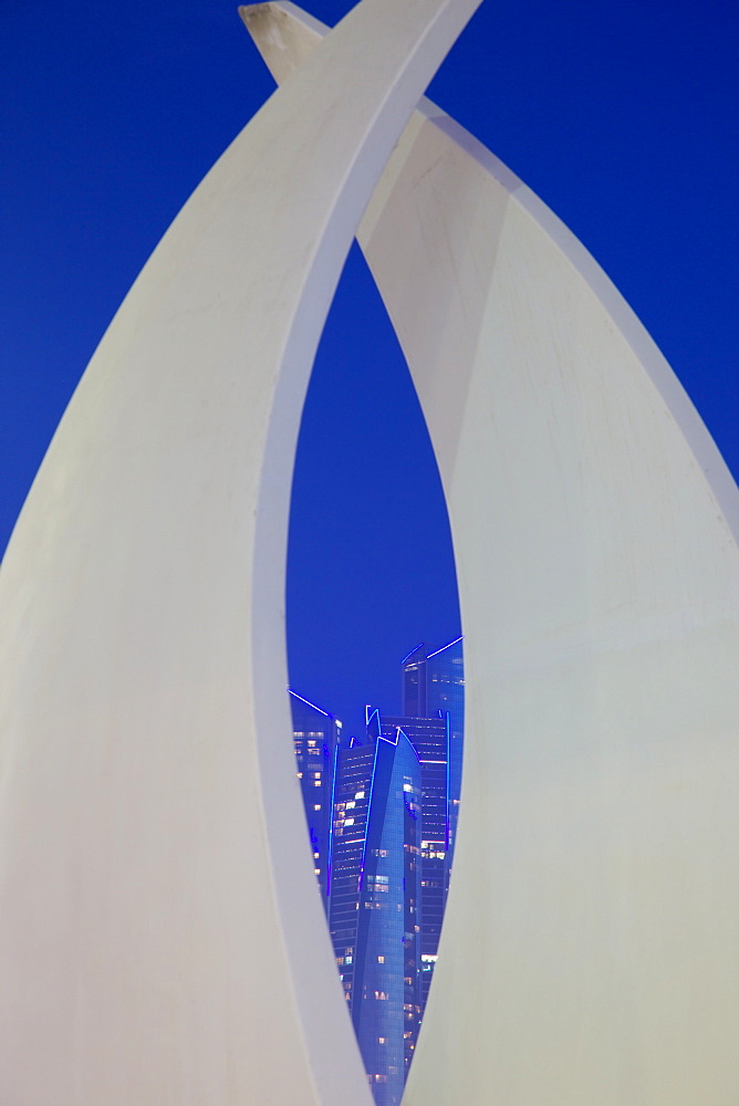 Emirate Towers at night, Abu Dhabi, United Arab Emirates, Middle East