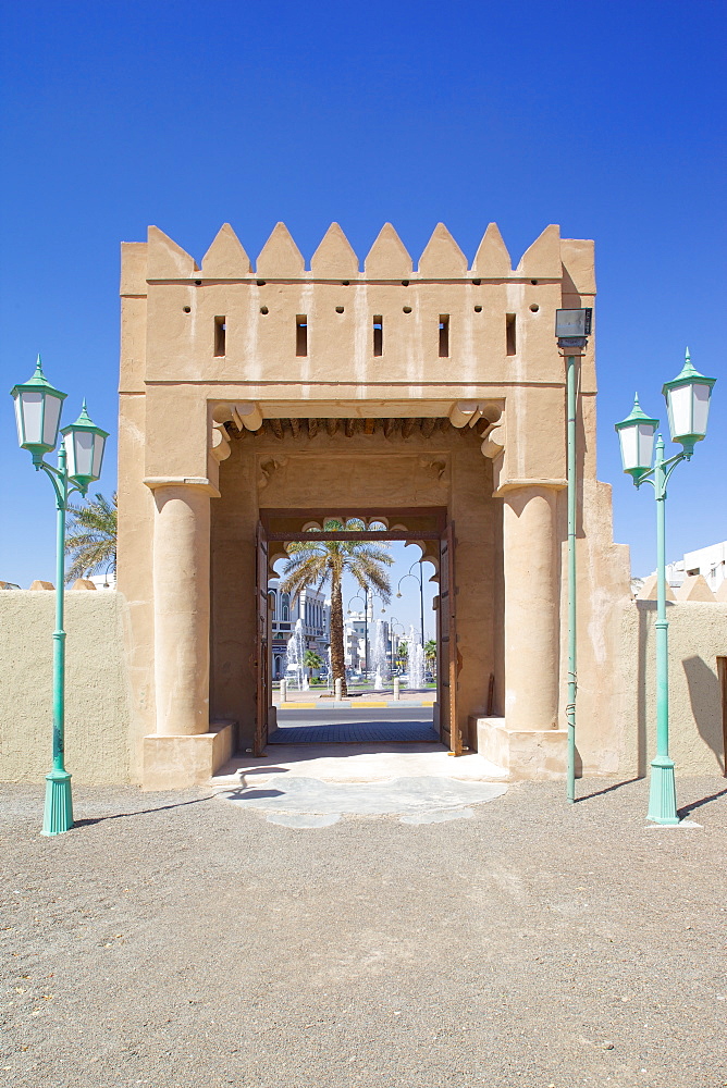 Entrance to Al Murabbaa Heritage Fort, Al Ain, Abu Dhabi, United Arab Emirates, Middle East 