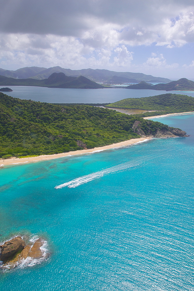 View over Hawksbill Bay, Antigua, Leeward Islands, West Indies, Caribbean, Central America