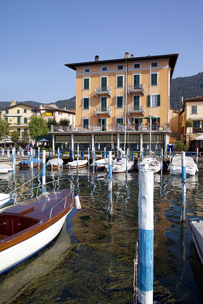 Harbour and boats, Iseo, Lake Iseo, Lombardy, Italian Lakes, Italy, Europe