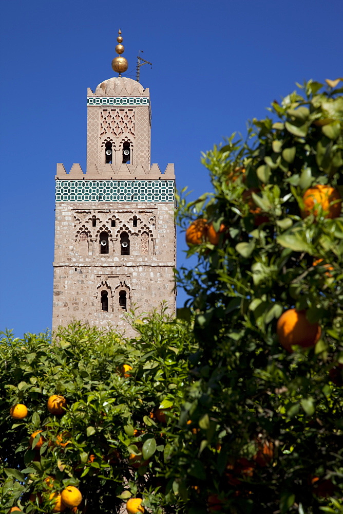 Minaret of the Koutoubia Mosque, Marrakesh, Morocco, North Africa, Africa