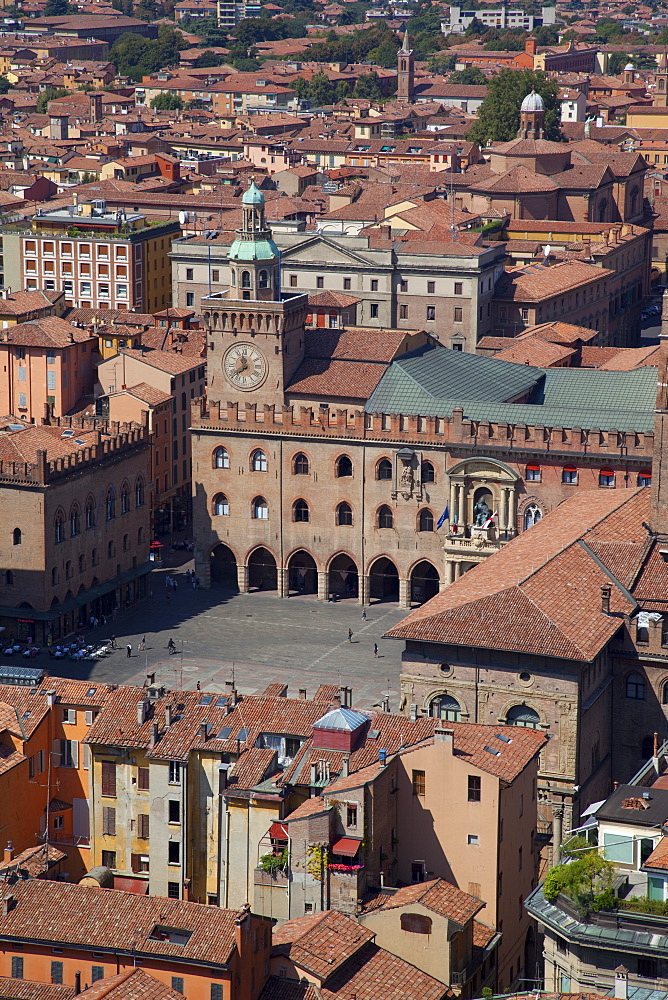 View from the Two Towers of Piazza di Porta Ravegnana, Bologna, Emilia Romagna, Italy, Europe