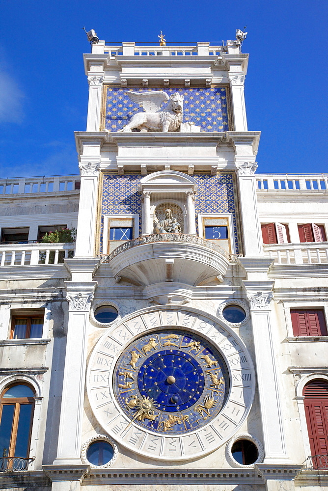 Torre dell Orologio Clocktower, Piazza San Marco, Venice, UNESCO World Heritage Site, Veneto, Italy, Europe