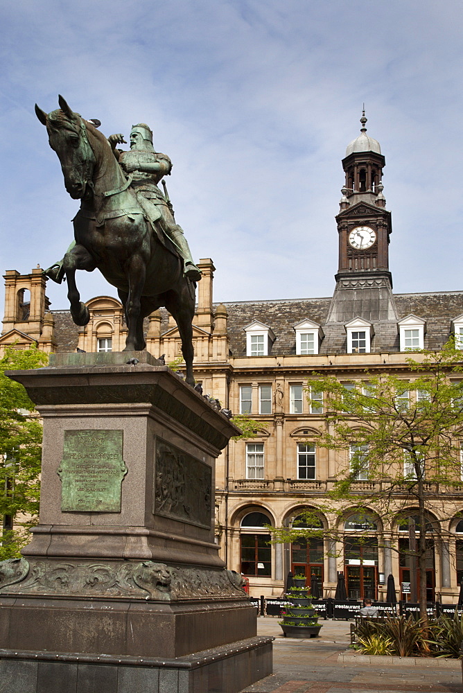 The Black Prince Statue in City Square, Leeds, West Yorkshire, Yorkshire, England, United Kingdom, Europe