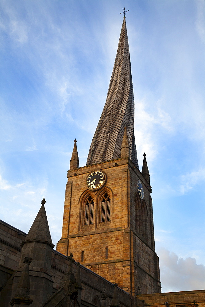 The Crooked Spire at the Parish Church of St. Mary and All Saints, Chesterfield, Derbyshire, England, United Kingdom, Europe