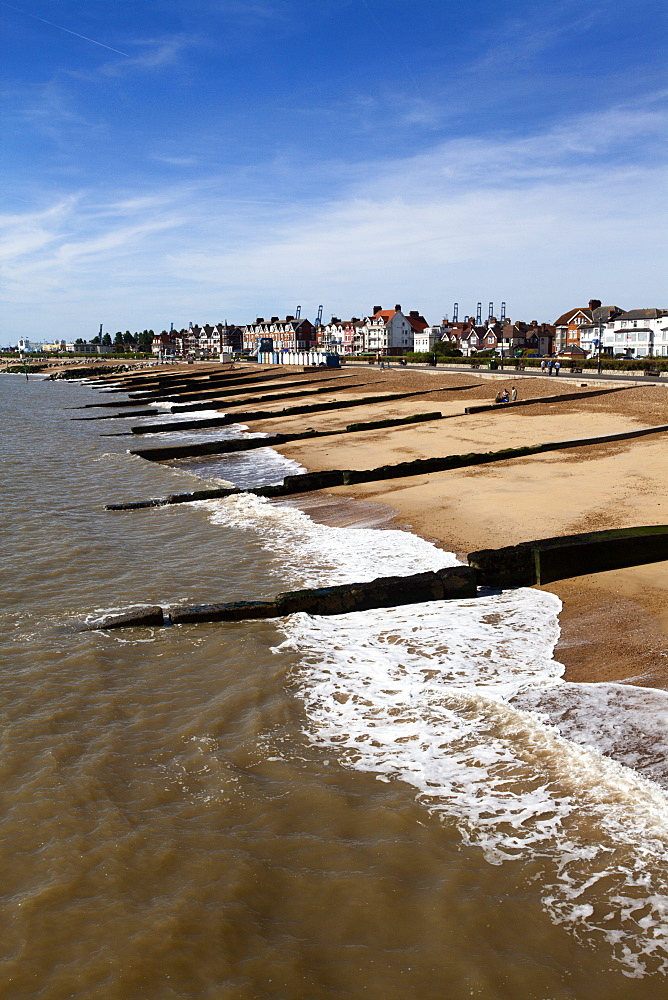 Felixstowe Beach from the pier, Felixstowe, Suffolk, England, United Kingdom, Europe 