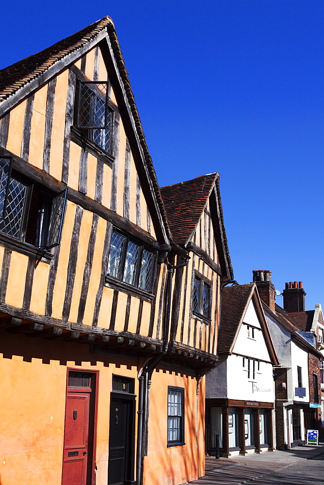 Half timbered buildings on Silent Street, Ipswich, Suffolk, England, United Kingdom, Europe