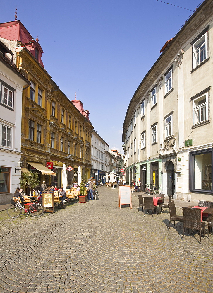 Stari trg square in medieval Ljulbjana, Ljubljana, Slovenia, Europe