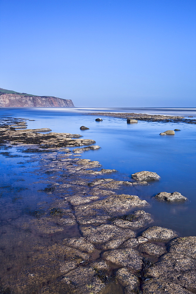 Boggle Hole and Robin Hood's Bay on a sunny winter's day, Yorkshire, England, United Kingdom, Europe