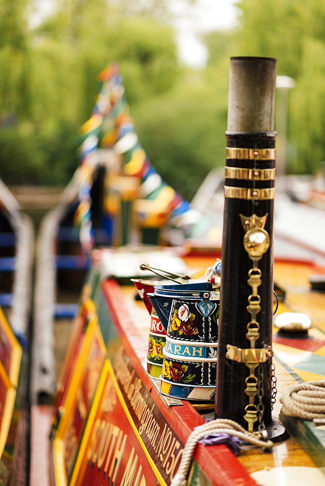 Detail of canal boat, Canal Cavalcade, Little Venice, London, England, United Kingdom, Europe