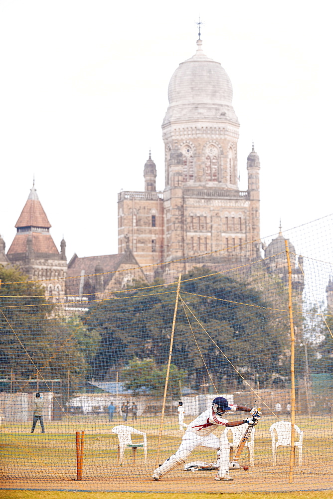 Cricket at Azad Maidan, Mumbai (Bombay), India, South Asia