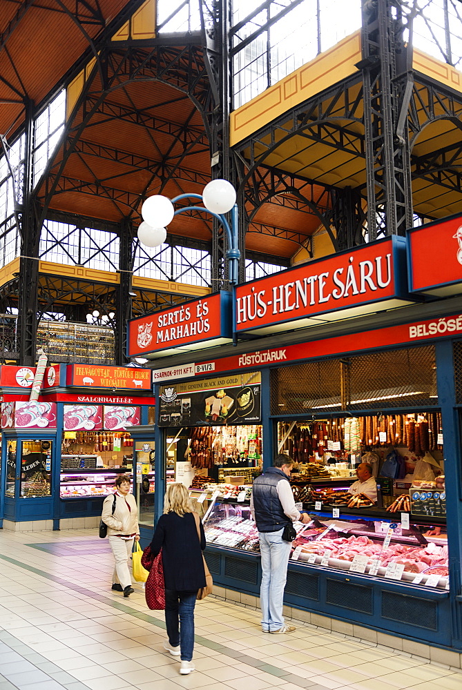 Interior of Central Market Hall, Budapest, Hungary, Europe