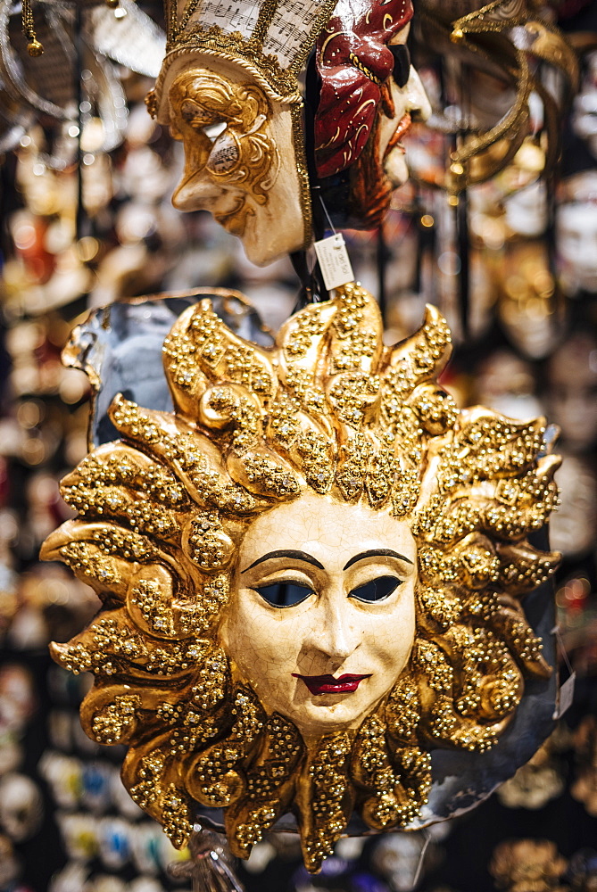 Traditional Venetian masks on display, San Marco, Venice, Veneto Province, Italy, Europe