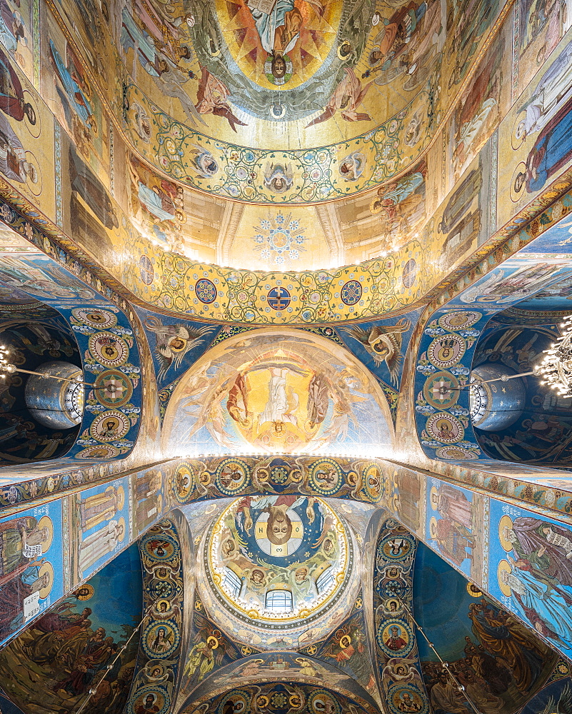 Interior of Church of the Savior on Spilled Blood (Church of the Resurrection), UNESCO World Heritage Site, St. Petersburg, Leningrad Oblast, Russia, Europe