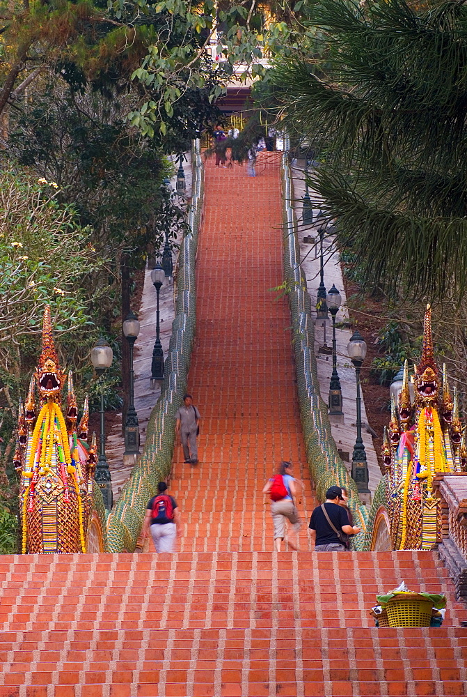 Doi Suthep Steps, Chiang Mai, Chiang Mai Province, Thailand, Southeast Asia, Asia