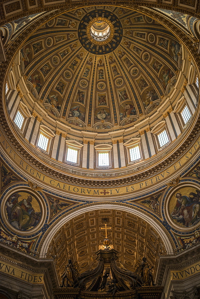 Interior of St. Peter's Basilica, The Vatican City, Vatican, Rome, Lazio, Italy, Europe