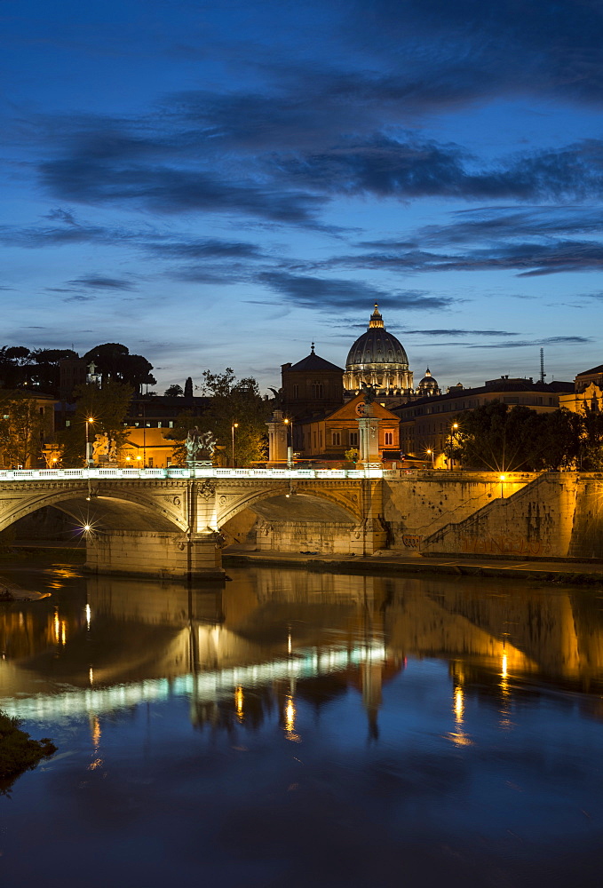 Ponte Vittorio Emanuelle II and the dome of St. Peter's Basilica, Rome, Lazio, Italy, Europe