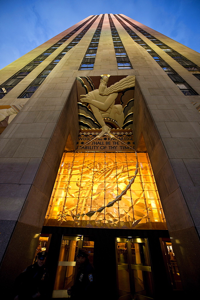 Exterior of Rockefeller Centre, Manhattan, New York City, United States of America, North America