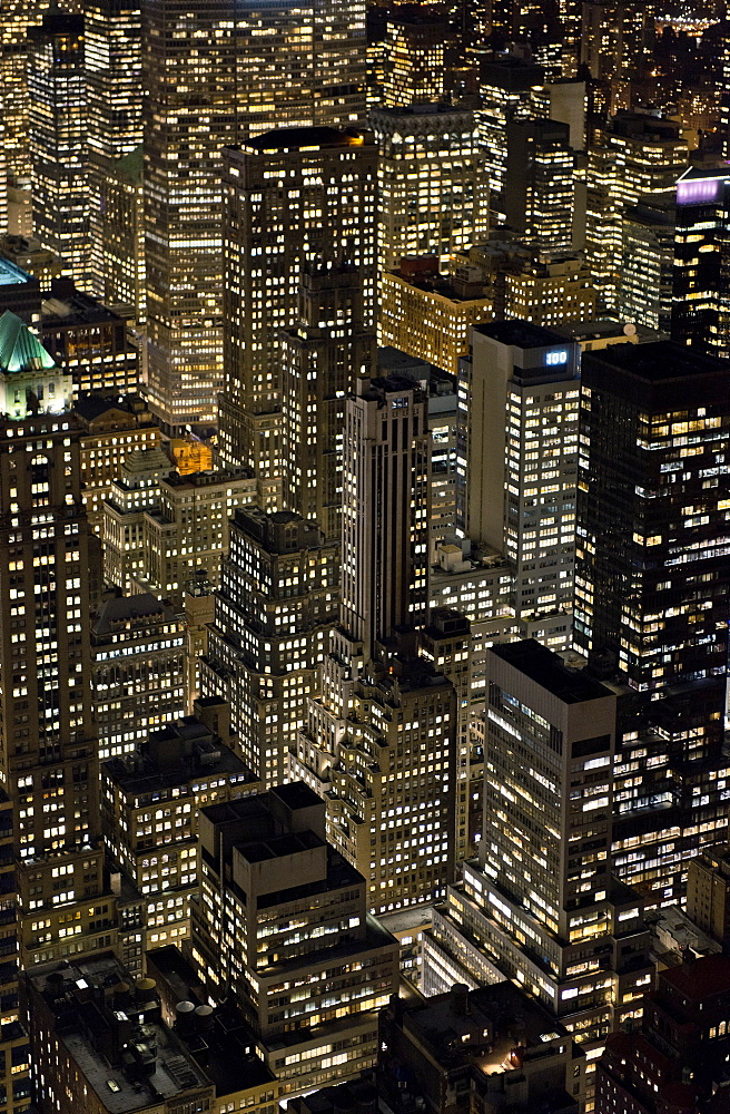 View from Empire State Building at night, Manhattan, New York City, United States of America, North America