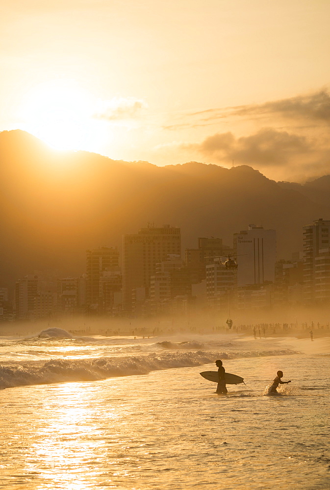 Ipanema Beach at sunset, Rio de Janeiro, Brazil, South America