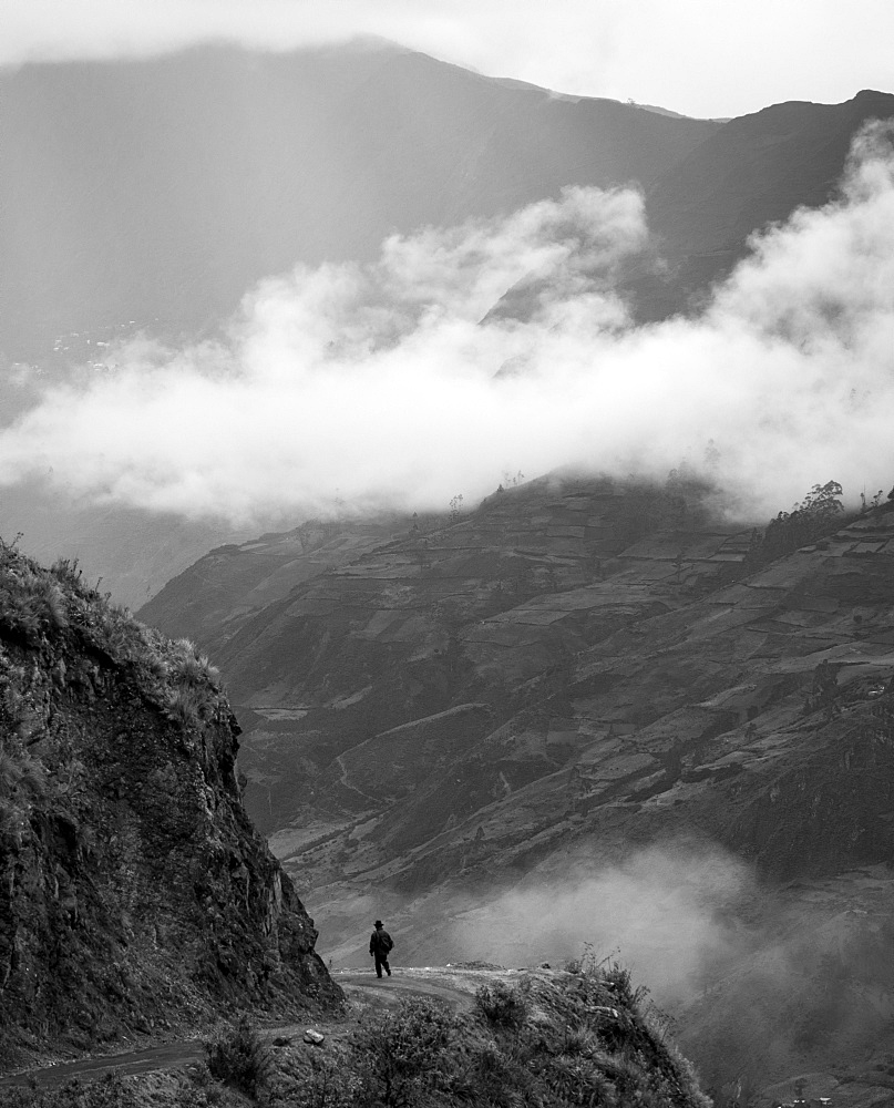 View through valley, Sorata, Cordillera Real, Bolivia, South America