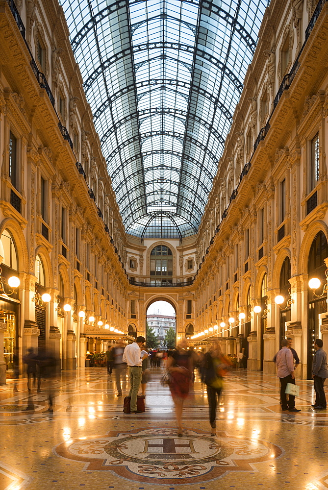 Interior of Galleria Vittorio Emanuele Shopping Mall, Milan, Lombardy, Italy, Europe