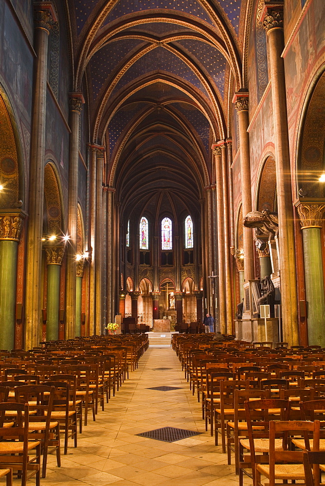 The nave of Eglise de Saint Germain des Pres in Paris, France, Europe