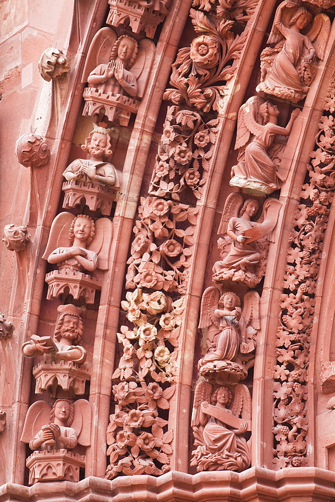 The tympanum on Basel Munster (Minster) cathedral, Basel, Switzerland, Europe 