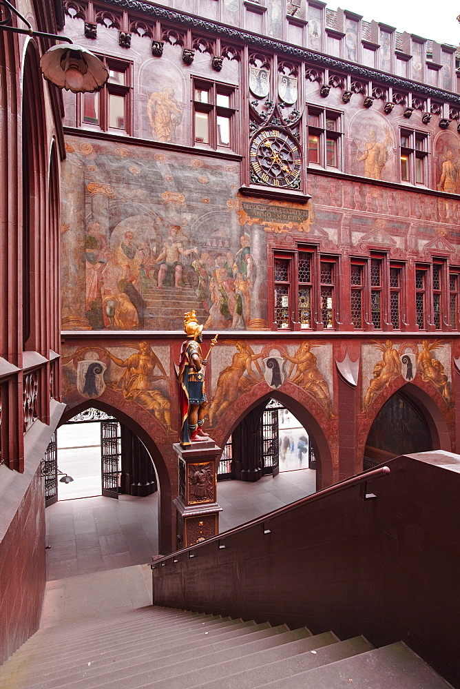 The Rathaus (Town Hall) that dominates the Marktplatz in Basel, Switzerland, Europe 