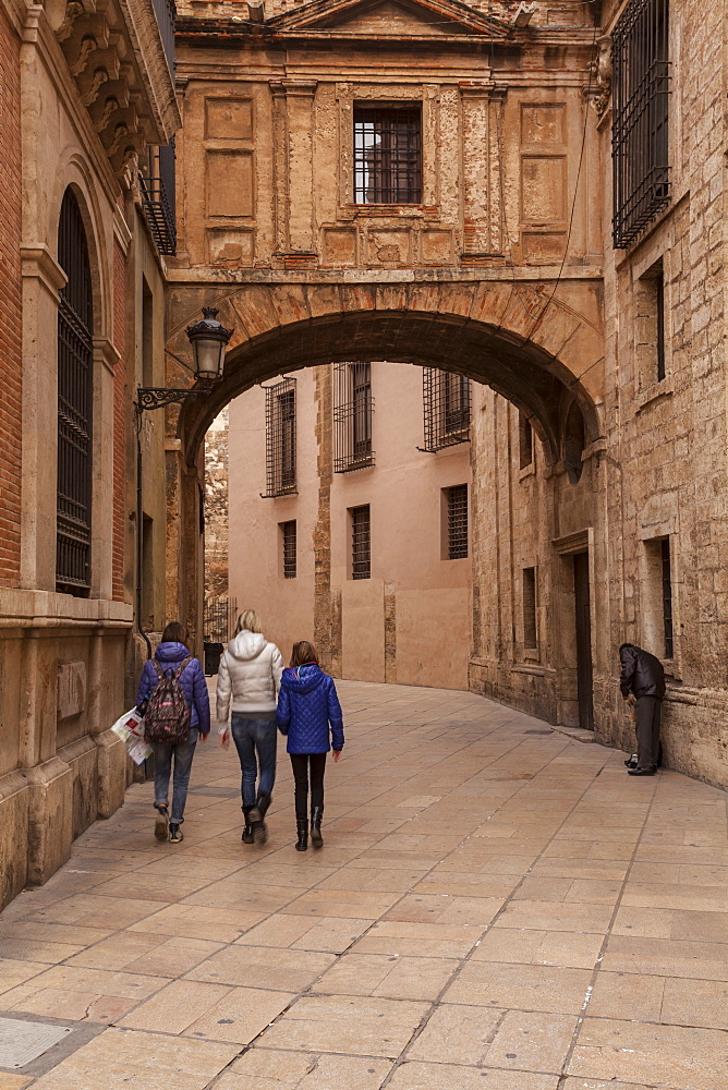 The streets of the historic centre of Valencia, Spain, Europe