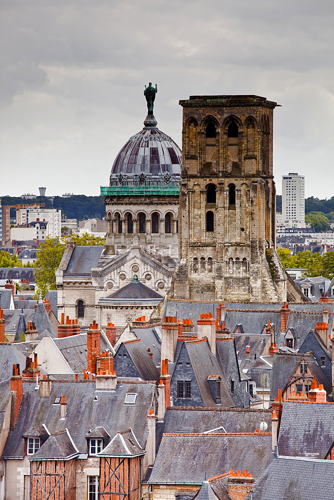 Tour Charlemagne and the Basilique St. Martin taken from the city's university, Tours, Indre-et-Loire, Loire Valley, Centre, France, Europe