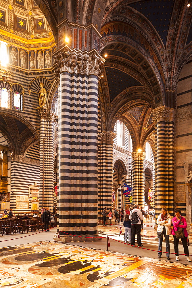 Interior of (Duomo di Siena) (Siena Cathedral), dating from the mid-14th century, Siena, Tuscany, Italy, Europe