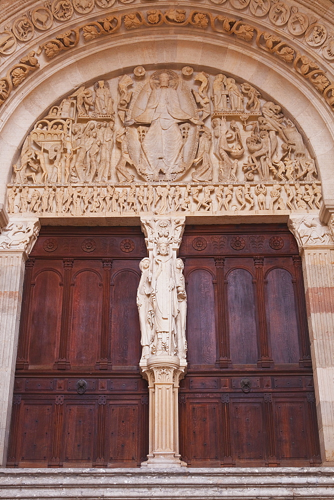 The tympanum on the front of Autun cathedral in Burgundy, France, Europe