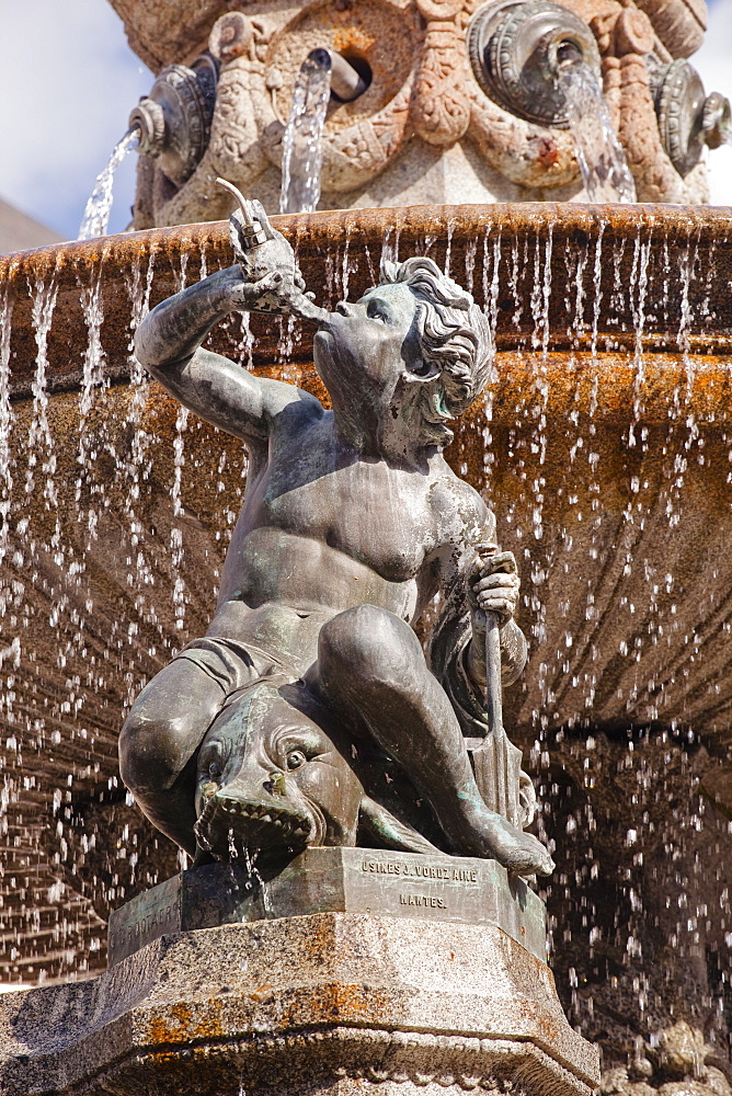 The fountain in Place Royale in the centre of Nantes, Loire-Atlantique, France, Europe