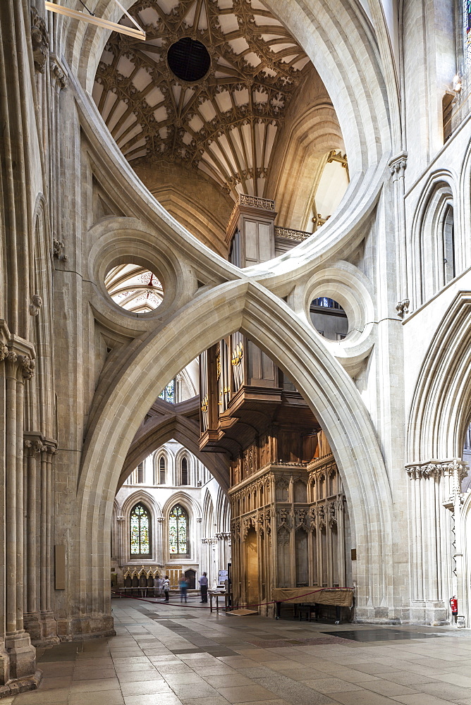 Dedicated to St. Andrew the Apostle, Wells Cathedral, the seat of the Bishop of Bath and Wells, Wells, Somerset, England, United Kingdom, Europe