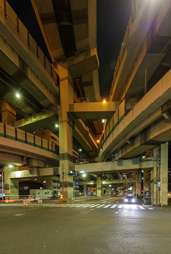 Crazy road junction in central Tokyo, Japan, Asia