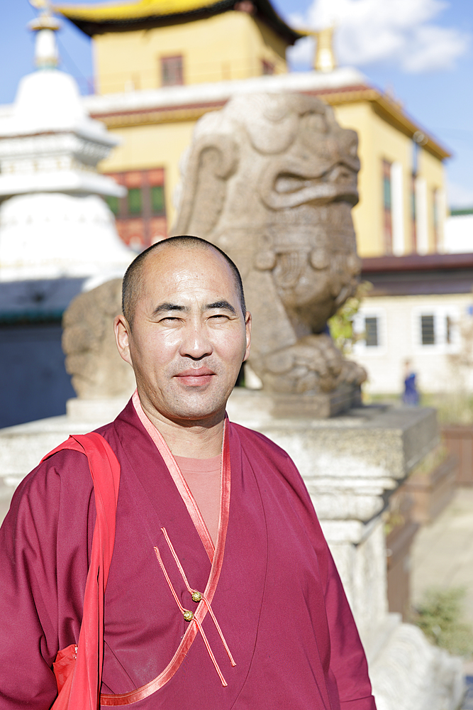 A Buddhist monk in Ulaanbaatar, Mongolia, Central Asia, Asia