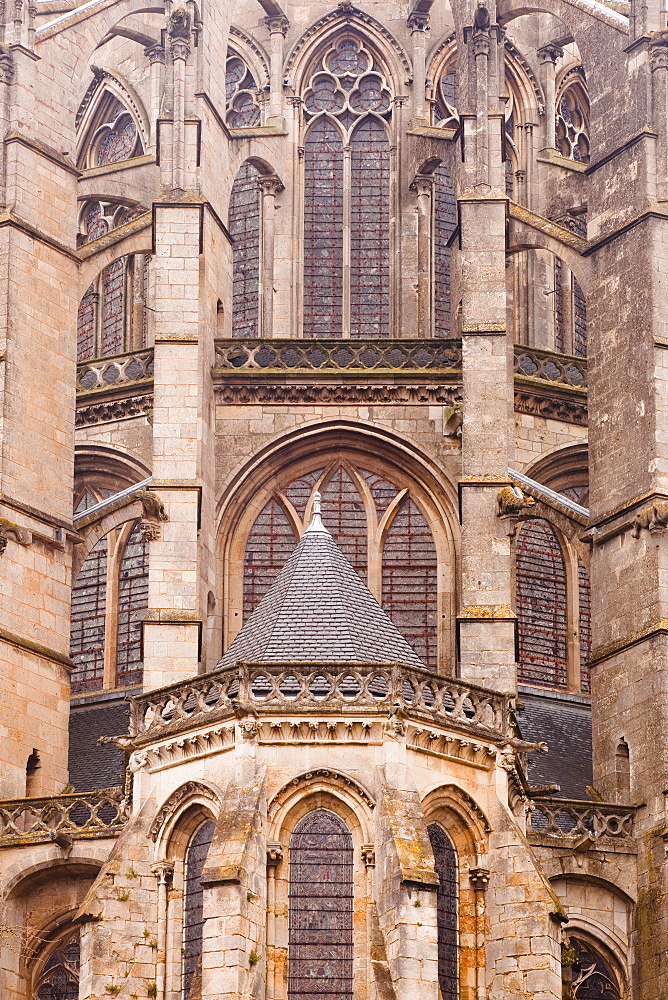 Flying buttresses on St.-Julien du Mans Cathedral, Le Mans, Sarthe, Pays de la Loire, France, Europe 