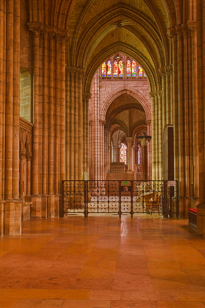 An aisle in Saint Denis basilica in Paris, France, Europe 