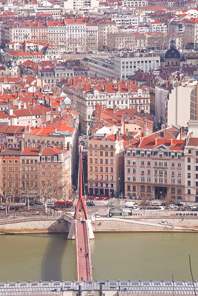 Looking over the rooftops of the city of Lyon, Rhone-Alpes, France, Europe 