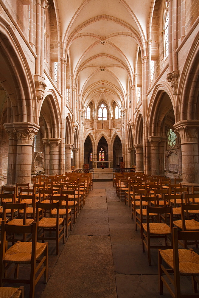 The nave in the church of Notre Dame, Saint Pere, Yonne, Burgundy, France, Europe 