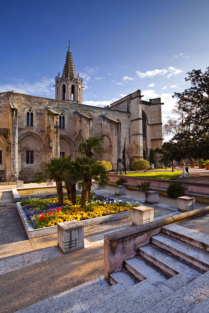 Temple Saint Martial and Agricol Perdiguier Square in the centre of Avignon, Vaucluse, France, Europe 