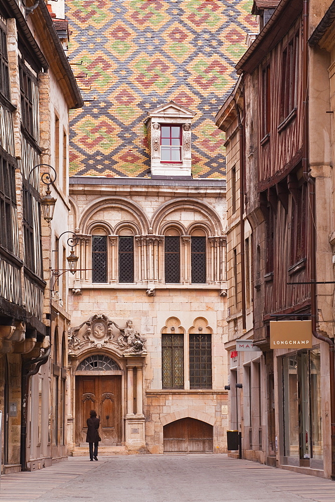 The streets of old Dijon and Hotel Aubriot, Dijon, Burgundy, France, Europe