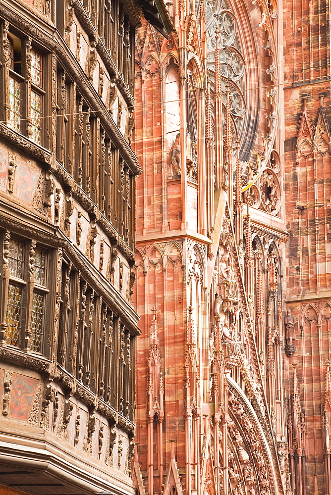 Place de la Cathedrale in Strasbourg, Bas-Rhin, Alsace, France, Europe