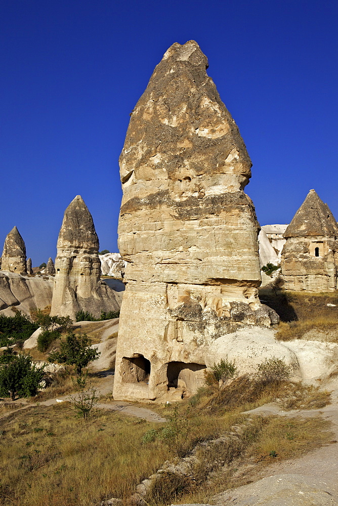 Fairy Chimneys rock formation landscape near Goreme, Cappadocia, Anatolia, Turkey, Asia Minor, Eurasia