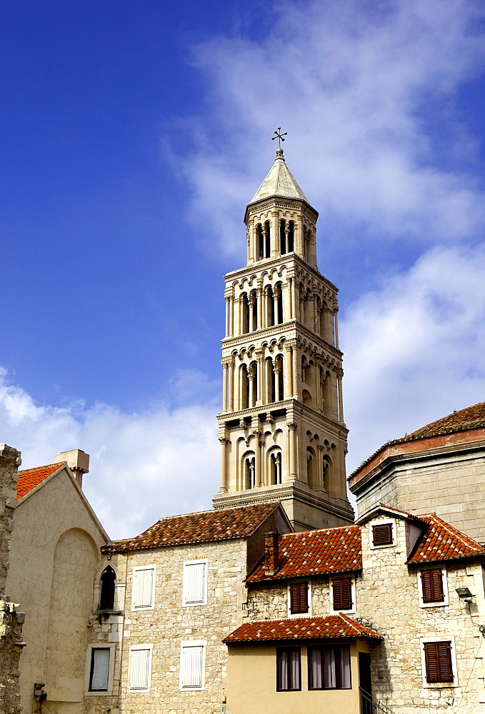 The Campanile (bell tower) of Cathedral of St. Domnius, Split, Dalmatian coast, Croatia, Europe 