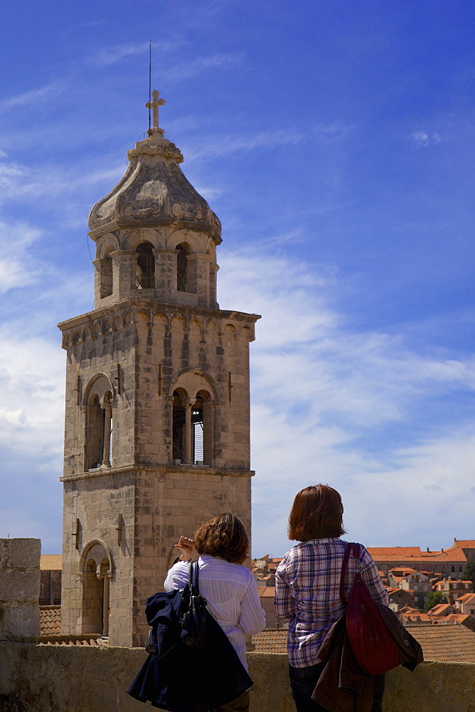 The 14th century tower of the Dominican monastery inside the old town of Dubrovnik, UNESCO World Heritage Site, Croatia, Europe