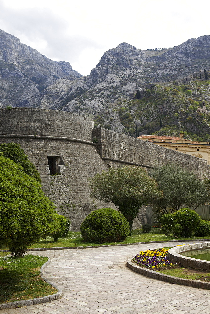 City Walls surround UNESCO world heritage site of Kotor, Montenegro