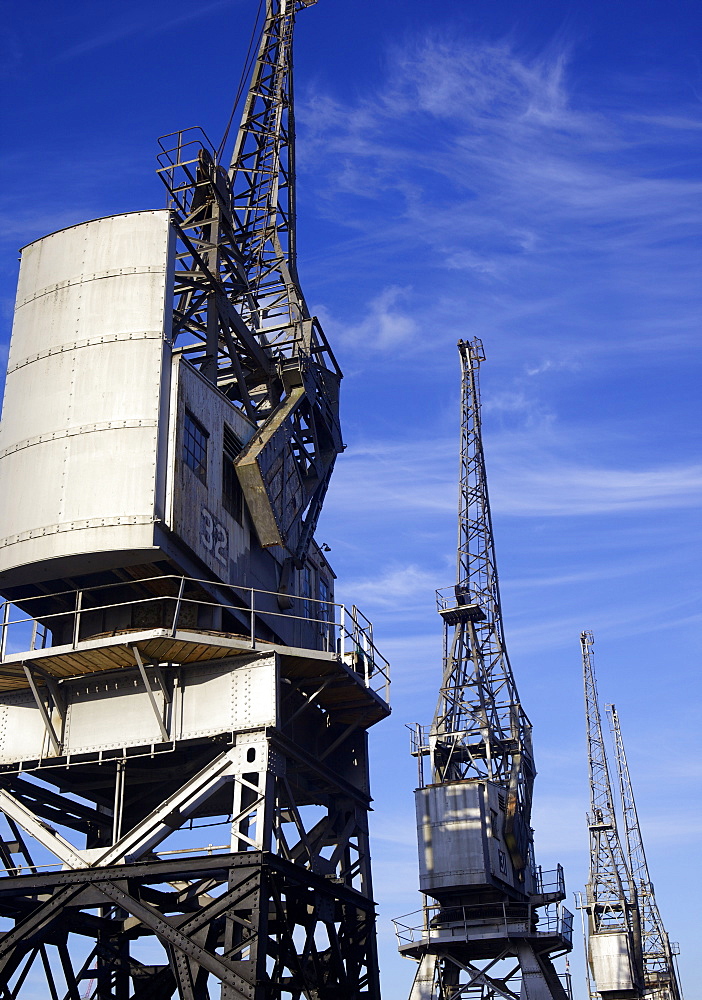 The old dockside cranes at Princes Wharf on the Harbourside in Bristol, England, United Kingdom, Europe